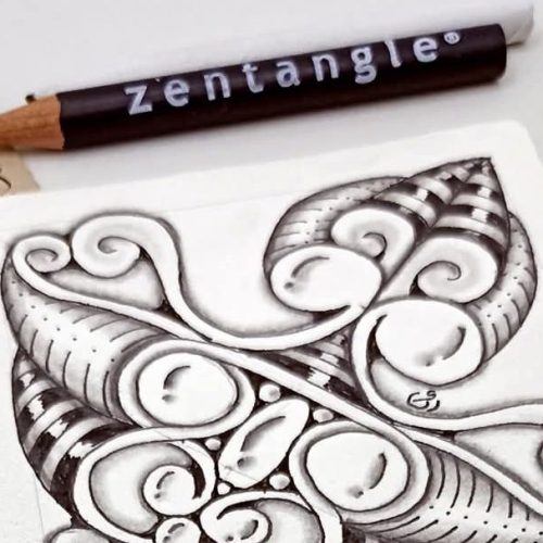 Imagen de un dibujo a trazo parte del curso del método Zentangle del plan de Bienestar Goodfy